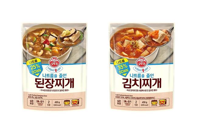 '라이트앤조이 나트륨을 줄인 된장찌개·김치찌개' [오뚜기 제공. 재판매 및 DB금지]