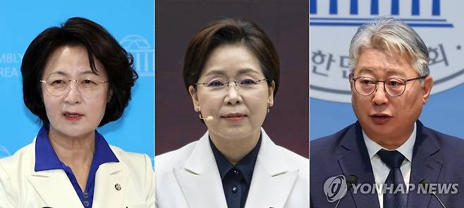 6·3 지방선거 경기도지사 후보 추미애 양향자 조응천 6·3 지방선거 경기도지사 후보로 나서는 더불어민주당 추미애, 국민의힘 양향자, 개혁신당 조응천 후보. [연합뉴스 자료사진]
[촬영 배재만,황광모]