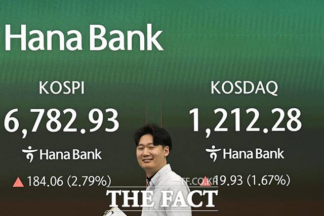 국내 주식시장의 5월 첫 거래일인 4일 오전 서울 중구 하나은행 본점 딜링룸 전광판에 코스피, 코스닥 지수가 표시돼 있다. /송호영 기자