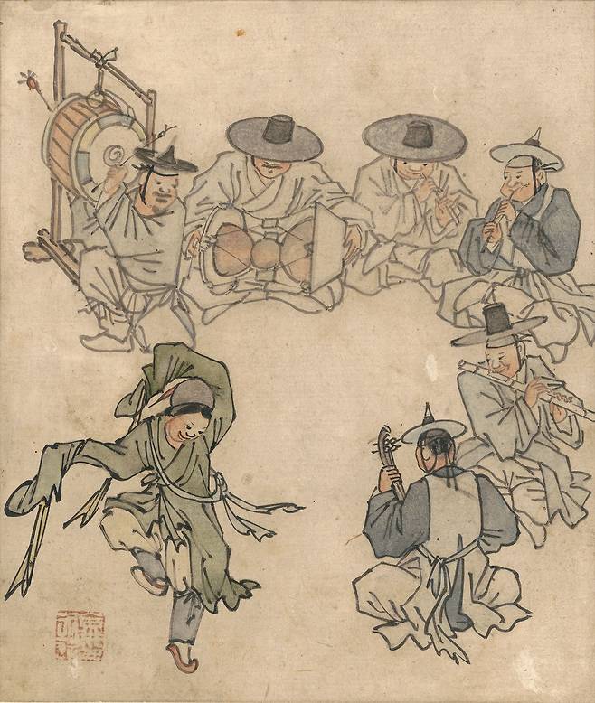 국립중앙박물관이 상설전시관 서화실 전체 작품을 3개월마다 물갈이하는 정기 교체에 맞춰 주제전시 ‘단원 김홍도, 시대를 그리다'를 4일부터 연다. 조선 후기 화단을 이끈 김홍도의 대표 작품을 포함해 50건 96점(보물 8건 포함)이 새롭게 선보인다. 사진은 단원풍속도첩‘(보물) 중 ’무동‘. 사진 국립중앙박물관