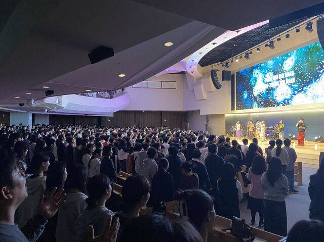 울산 지역 학교기도불씨운동 집회 현장에 10대들이 모여있는 모습. 홍 목사 제공