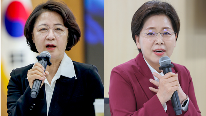 ▲&nbsp;추미애(왼쪽) 더불어민주당 경기도지사 후보와 양향자 국민의힘 경기도지사 후보. /인천일보DB