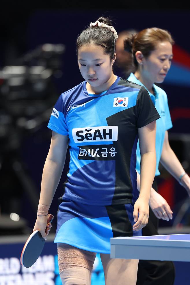 2026 국제탁구연맹(ITTF) 세계탁구선수권대회 단체전 32강 캐나다전에 나선 신유빈. [대한탁구협회 제공. 재판매 및 DB 금지]
