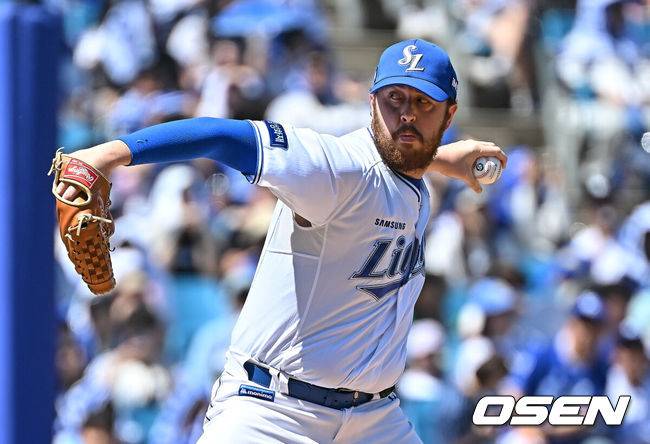 [OSEN=대구, 이석우 기자] 5일 대구삼성라이온즈파크에서 2026 신한 SOL KBO 리그 삼성 라이온즈와 키움 히어로즈의 경기가 열렸다. 홈팀 삼성은 오러클린이, 방문팀 키움은 오석주가 선발 출전했다. 삼성 라이온즈 선발 투수 오러클린이 역투하고 있다. 2026.05.05 / foto0307@osen.co.kr