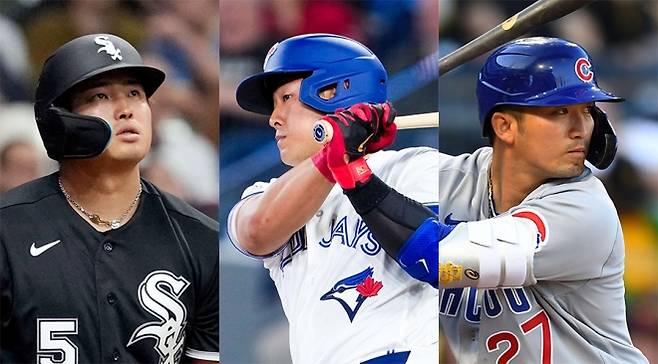 왼쪽부터 무라카미 무네타카, 오카모토 카즈마, 스즈키 세이야. MLB닷컴 제공