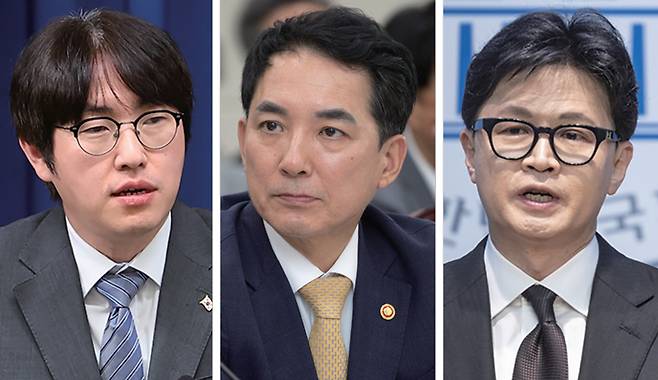 부산 북갑 보궐선거에 출마한 하정우 전 AI미래기획수석, 박민식 전 국가보훈부 장관, 한동훈 전 국민의힘 대표 ⓒ 시사저널 이종현·연합뉴스