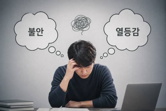 불안과 열등감을 느끼는 현대인의 모습(사진=생성형 AI).