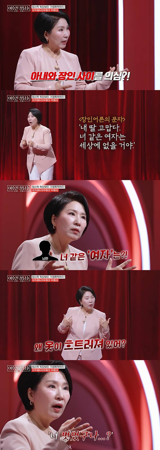 심리상담가 이호선 교수가 의처증·의부증 환자의 실제 상담 사례를 소개했다. /사진=tvN STORY '이호선 상담소' 방송 화면