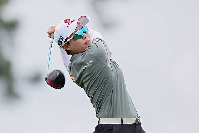 김효주가 4월 24일(현지 시간) LPGA 투어 셰브론 챔피언십 2라운드 12번 홀에소 티샷을 하고 있다. AFP연합뉴스
