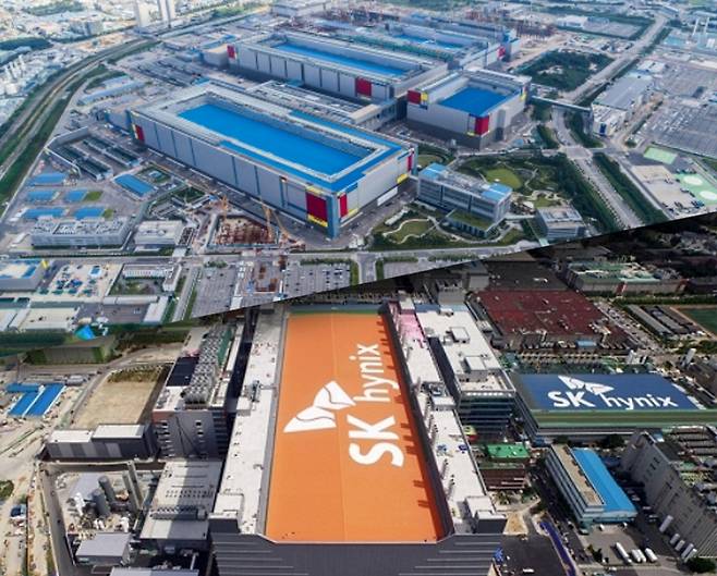 삼성전자 평택사업장과 SK하이닉스 이천사업장 전경 / 사진=각 사