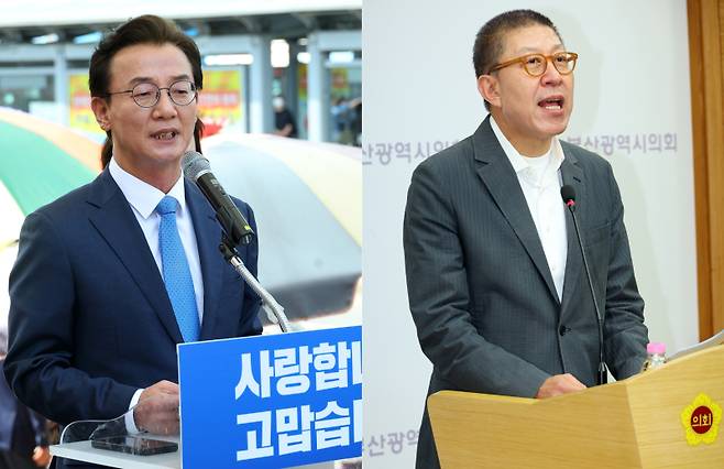 전재수(왼쪽부터) 더불어민주당 부산시장 후보, 박형준 국민의힘 부산시장 후보. 연합뉴스