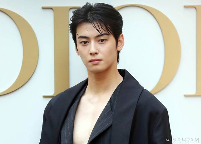 배우 차은우가 29일 오후 서울 성수동 디올에서 열린 포토콜 행사에 도착하고 있다. 2024.05.29 /사진=임성균