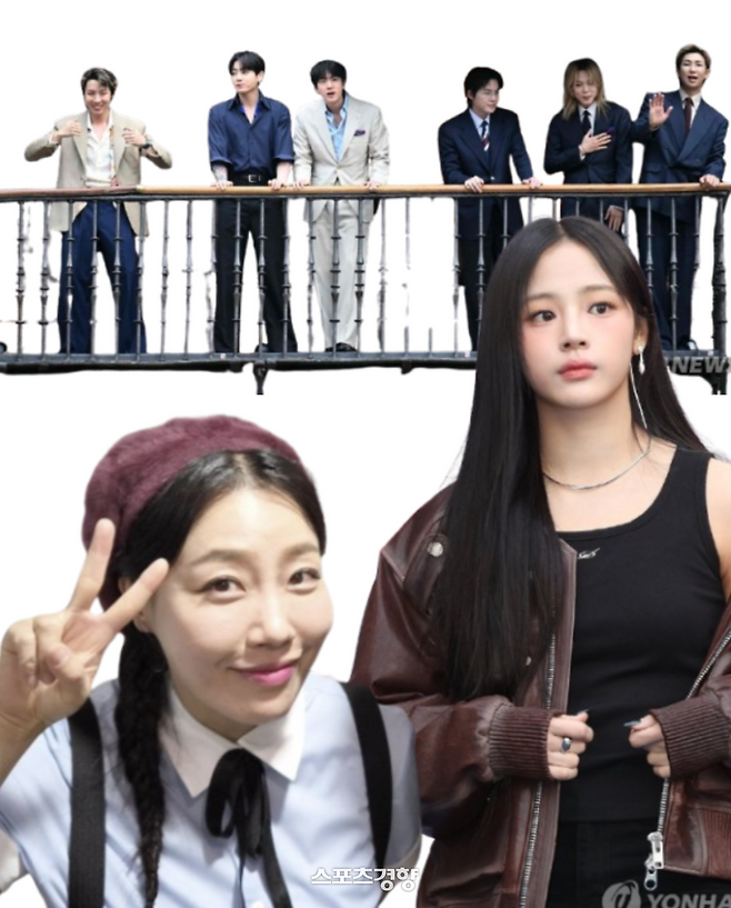(왼쪽 위부터 시계방향으로) BTS·민지·박은영. 사진 제공=연합뉴스, 연합뉴스, 박은영 인스타그램.