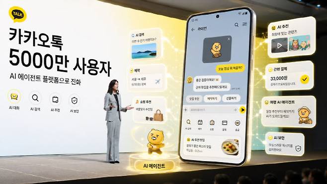 카카오톡 AI 에이전트 비전을 그린 가상 이미지(사진=챗GPT 이미지 생성)