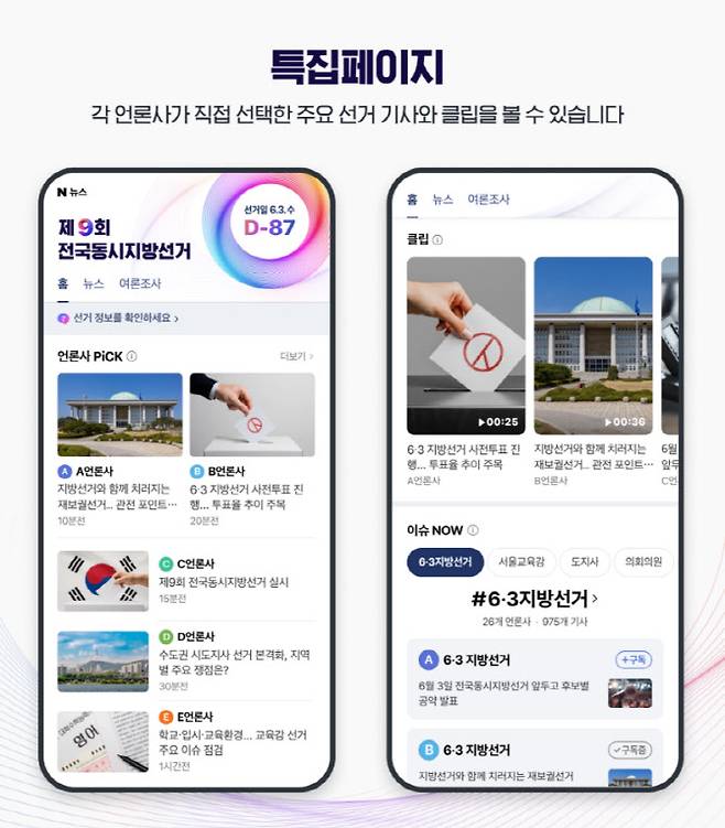 네이버 제9회 전국동시지방선거 특별페이지(사진=네이버)