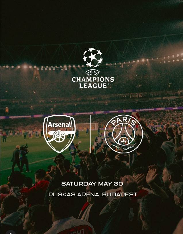 2025~2026시즌 UEFA UCL 결승전은 오는 31일 오전 1시 헝가리 부다페스트의 푸슈카시 아레나에서 아스널과 PSG의 맞대결로 펼쳐진다./사진=아스널 공식 SNS 갈무리