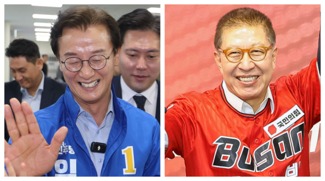 더불어민주당 전재수(왼쪽) 부산시장 후보, 국민의힘 박형준 부산시장 후보. 이재찬 기자 chan@·김종진 기자 kjj1761@