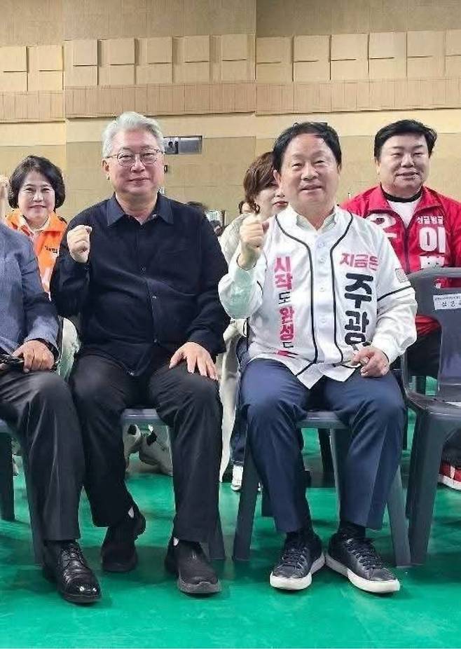 조응천 개혁신당 경기도지사 후보와 주광덕 국민의힘 남양주시장 예비후보. (조응천 후보 SNS 갈무리) 2026.05.09/뉴스1