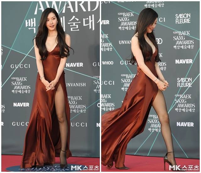 배우 문가영이 파격적인 드레스로 백상 레드카펫을 뜨겁게 달궜다. / 사진 = 천정환 기자