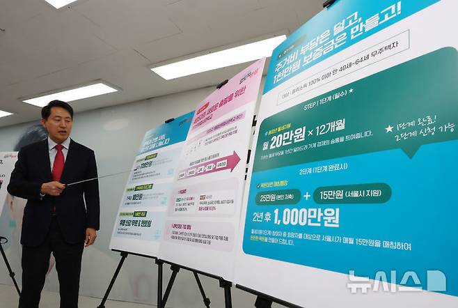 [서울=뉴시스] 배훈식 기자 = 오세훈 국민의힘 서울시장 후보가 9일 오전 서울 종로구 선거 사무실에서 4050 맞춤형 종합지원 공약을 발표하고 있다. 2026.05.09. dahora83@newsis.com
