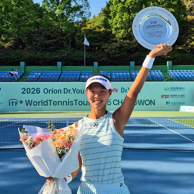 2주 연속 ITF 복식 타이틀을 차지한 백다연 / 백다연 제공