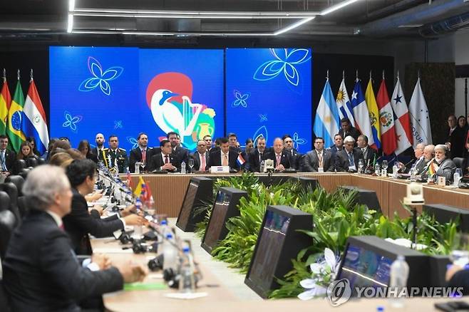 지난 2024년 7월 8일 개최된 메르코루스 정상회의. AFP 연합뉴스