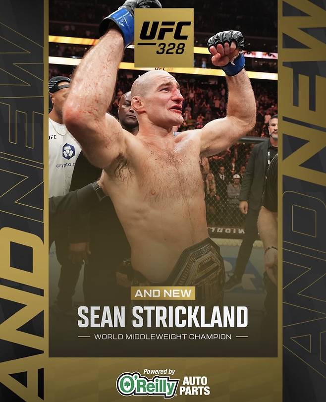 션 스트릭랜드가 UFC 미들급 챔피언에 등극했다. 사진=UFC SNS