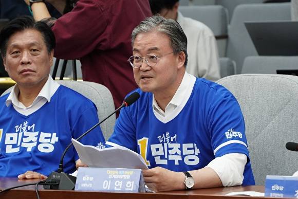 10일 국회에서 열린 더불어민주당 중앙선거대책위원회 출범식에서 전략본부장을 맡은 이연희 국회의원이 발언하고 있다. [사진=이연희 국회의원]