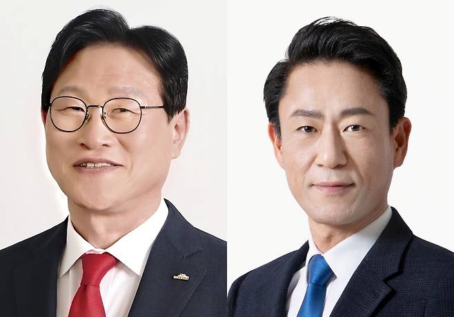 국민의힘 김대권 대구 수성구청장 예비후보와 더불어민주당 박정권 예비후보. /경북매일DB