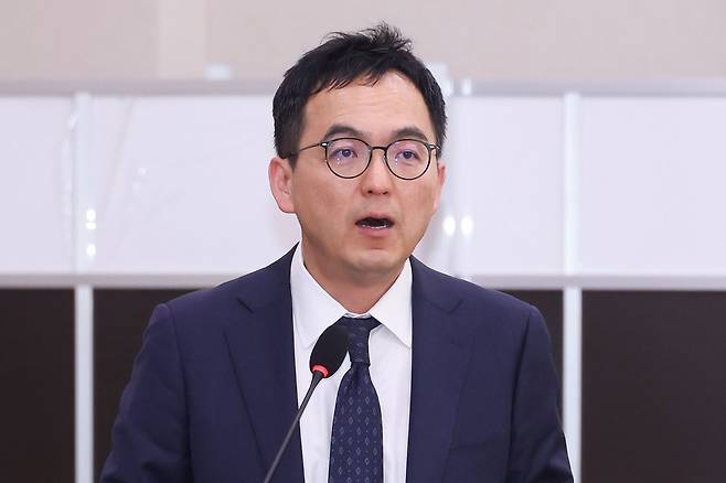 구자현 검찰총장 직무대행이 지난달 3일 국회에서 열린 윤석열정권 정치검찰 조작기소 의혹사건 진상규명 국정조사특별위원회 전체회의에서 기관 보고를 하고 있다. 임현동 기자