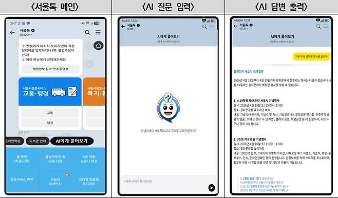 서울시 대시민 서비스 '서울톡' [서울시 제공. 재판매 및 DB 금지]
