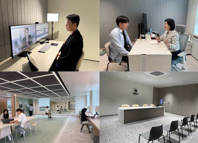 ▲건양대학교 학생들이 글로컬캠퍼스 명곡정보관 3층에 조성된 'KY 큐레이팅 스테이션'에서 AI면접, 진로상담, 모의면접 프로그램 등에 참여하며 취업 역량을 강화하고 있다. 건양대 제공