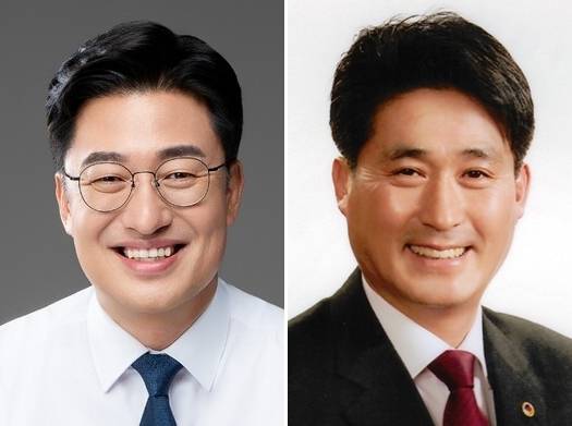 민주당 김명식(왼쪽), 국민의힘 이양섭 진천군수 후보.