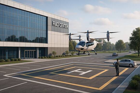 실증센터에서 전기항공기(eVTOL) 기체가 이착륙을 준비하고 있다. [사진=고양시]