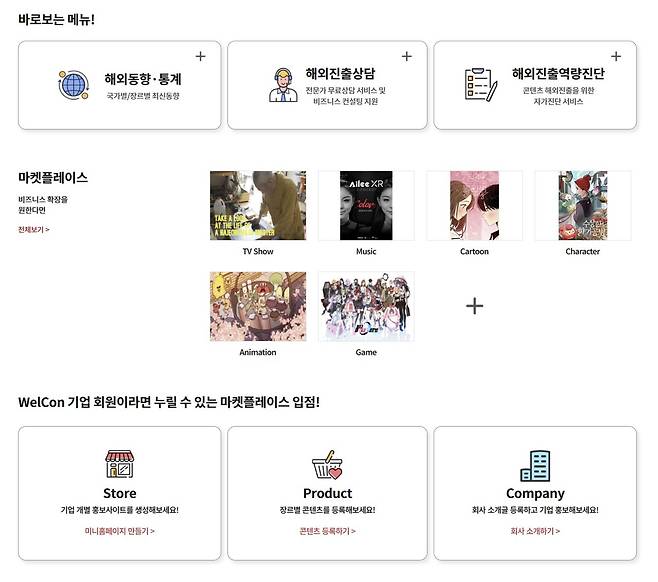한국콘텐츠진흥원에서 운영하는 플랫폼 '웰콘'. 사진 홈페이지 캡처