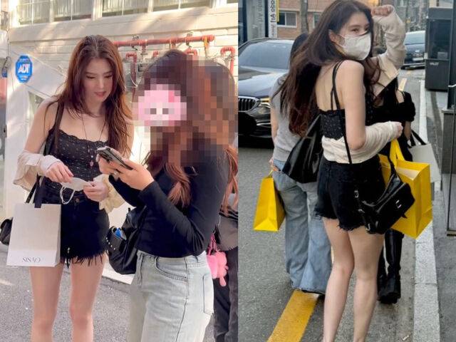 한소희가 친구들과 한남동에서 쇼핑을 하고 있다. / 온라인 커뮤니티