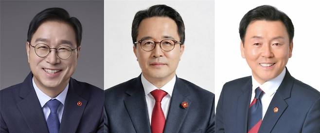 6.3 제주도지사 선거에 출마하는 후보들. 왼쪽부터 더불어민주당 위성곤, 국민의힘 문성유, 무소속 양윤녕 후보.