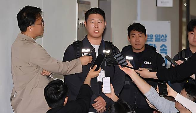 최승호 초기업노동조합 삼성전자 지부 위원장이 발언하는 모습 / 연합뉴스