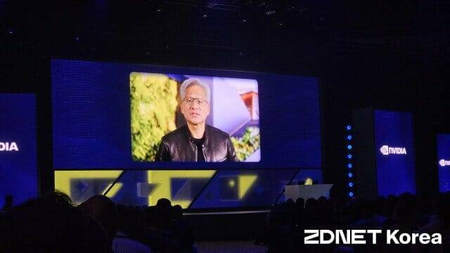 영상으로 깜짝 참석한 젠슨 황 엔비디아 CEO(사진=지디넷코리아)
