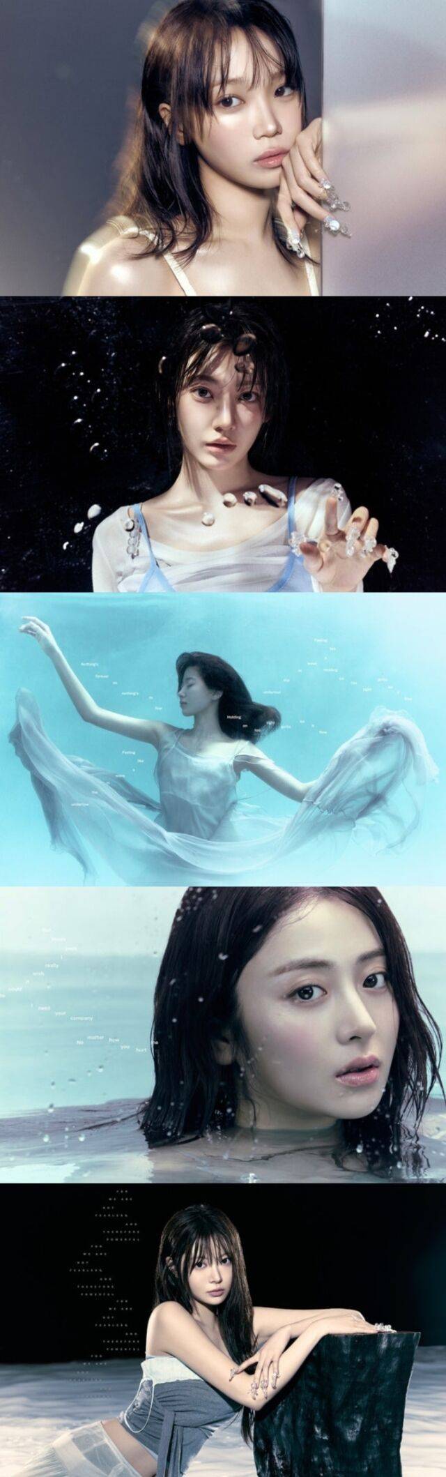 그룹 르세라핌(LE SSERAFIM)이 몽환적인 수중 비주얼을 앞세워 컴백 열기를 뜨겁게 달궜다./쏘스뮤직