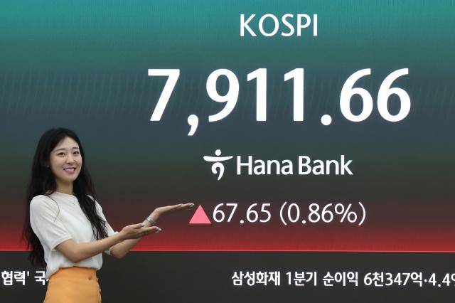14일 서울 중구 하나은행 본점 딜링룸 현황판에 코스피가 표시돼 있다[사진=연합뉴스]
