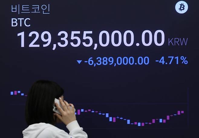 지난해 12월 1일 오후 서울 강남구 가상자산거래소 업비트 라운지 전광판에 비트코인 시세가 나타나고 있다. 사진=뉴스1