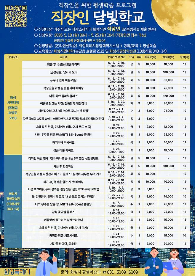 2026년 직장인 달빛학교 2차 수강생 모집 포스터. 사진제공 화성시