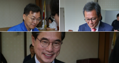 ◇김중남 더불어민주당 강릉시장 후보, 김홍규 국민의힘 강릉시장 후보, 김동기 무소속 강릉시장 후보.(좌측 상단부터 시계 방향으로) 강릉=권태명기자