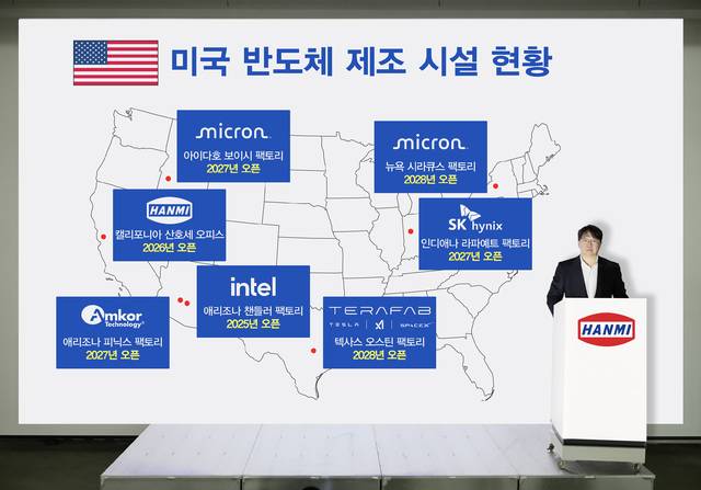 곽동신 한미반도체 회장이 인천 본사에서 한미USA 법인 설립 계획을 발표하고 있다. 한미반도체 제공