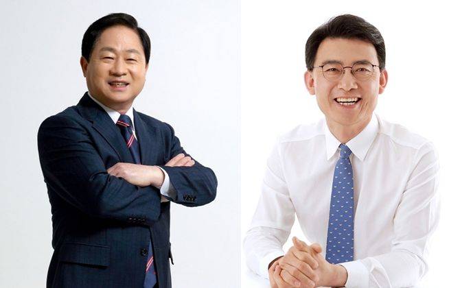 (왼쪽부터)주광덕 국민의힘 남양주시장 후보, 최현덕 더불어민주당 남양주시장 후보