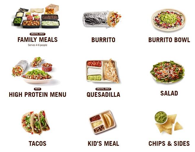 치폴레 메뉴/사진=치폴레(Chipotle) 공식 홈페이지 갈무리