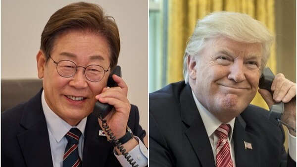 통화하는 이재명 대통령(왼쪽)과&nbsp;트럼프&nbsp;미국 대통령. 연합뉴스