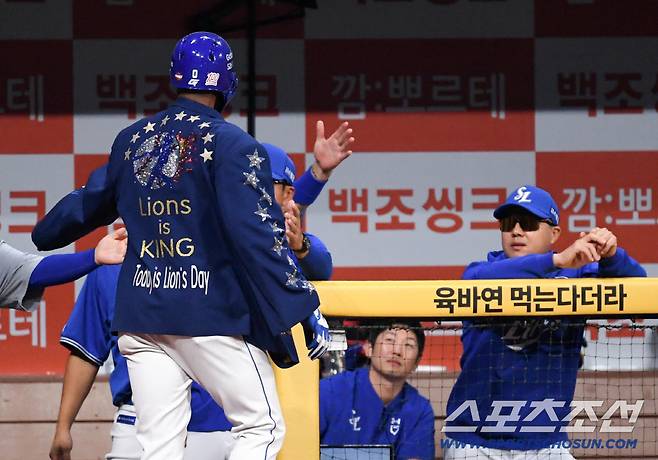 25일 서울 고척스카이돔에서 열린 키움과 삼성의 경기. 6회초 삼성 디아즈가 솔로포를 날린 뒤 환호하고 있다. 고척=박재만 기자 pjm@sportschosun.com/2026.044.25/