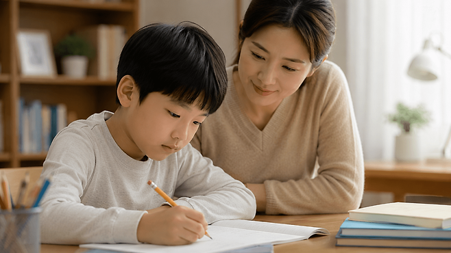 [글쓰기 레시피 7] 두서없이 쓰는 아이… 글의 순서를 잡아주는 3단계 구조.&nbsp; 이미지는 기사의 이해를 돕기 위해 생성형AI로 제작하였습니다.&nbsp;